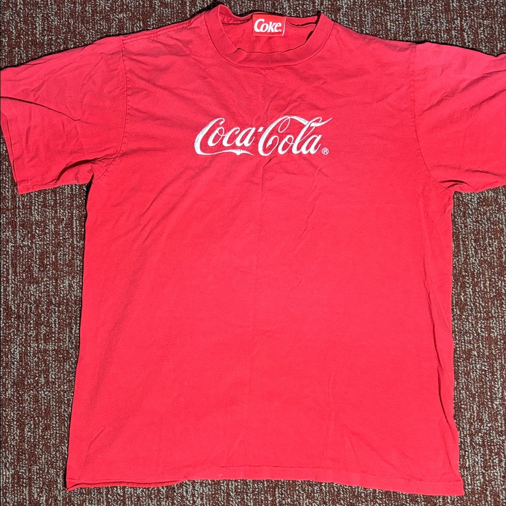 Vintage Coca Cola Red Short Sleeve Tee Mens XL embroidered logo nostalgic T